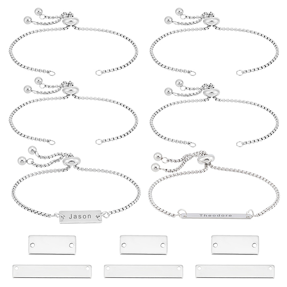 Набор для изготовления браслета-слайдера с прямоугольной штамповкой своими руками, в том числе изготовление ползунковых браслетов из нержавеющей стали, разъем прелести