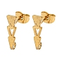 Ion Plating(IP) 304 Stainless Steel Stud Earring Findings, with Vertical Loop, Hollow Arrows
