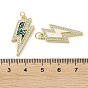 Brass Micro Pave Clear Cubic Zirconia Pendants, with Synthetic Opal and Jump Ring, Real 18K Gold Plated, Lightning