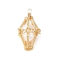Natural Cultured Freshwater Pearl with Brass Pendants, Rhombus
