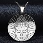 304 colliers avec pendentif en acier inoxydable pour femmes et hommes, statues bouddhistes