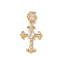 Easter Brass Micro Pave Clear Cubic Zirconia Pendants, Cross with Rectangle Charms
