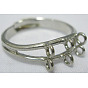 Brass Loop Ring Bases,Nickel Free, Adjustable, Platinum Plated, 6 loops -18mm