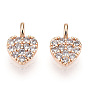 Brass Micro Pave Cubic Zirconia Charms, Nickel Free, Real 18K Gold Plated
, Heart