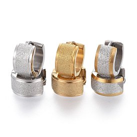 Textured 304 Stainless Steel Huggie Hoop Earrings, Ring