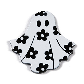 Halloween Theme Opaque Ghost Acrylic Jewelry Pendant, White & Black