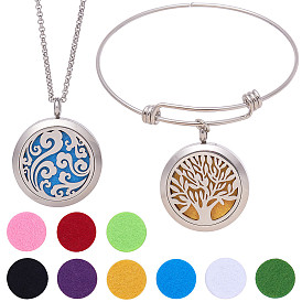 SUNNYCLUE DIY Jewelry Set, with 304 Stainless Steel Diffuser Locket Pendants & Necklaces & Bracelets, Fibre Perfume Pads