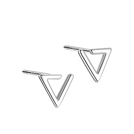 Triangle Rhodium Plated 999 Sterling Silver Stud Earrings for Women, with 999 Stamp