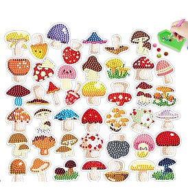 Mushroom DIY PVC Diamond Painting Sticker Kit, Including Rhinestones Bag, Diamond Sticky Pen, Tray Plate and Glue Clay