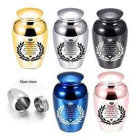 Aluminium Alloy Cremation Urn, For Commemorate Kinsfolk Cremains Container, Jar with Word Pattern