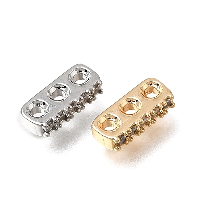 Liens multibrins en laiton micro pavé de zircone cubique transparente, rectangle