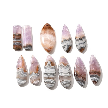 Подвески из натурального аметиста и кружевного агата