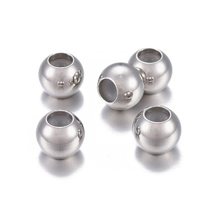 201 Stainless Steel Beads, with Rubber Inside, Slider Beads, Stopper Beads, Rondelle