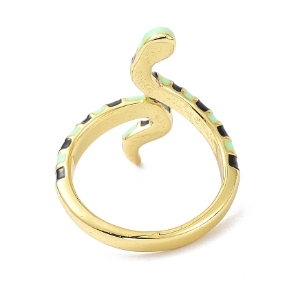 Snake Real 18K Gold Plated Cuff Rings for Women, Brass Enamel Open Rings
