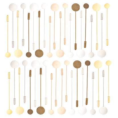 40 наборы 10 стиль латунные булавки-основания, с поддоном, плоско-круглые