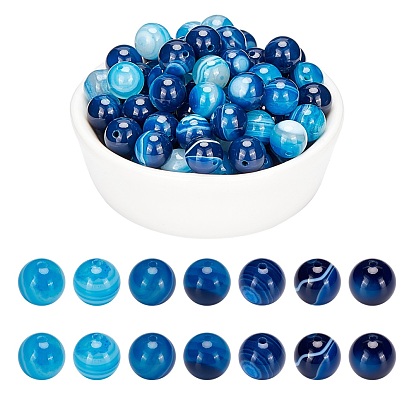Natural Agate Beads, Dyed, Round, Grade A