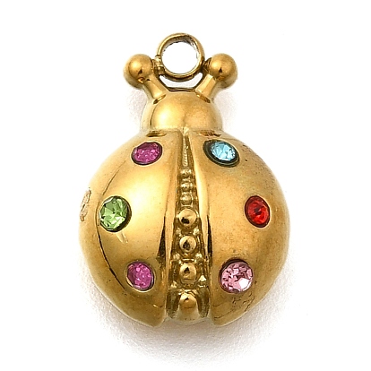 Божья коровка 304 подвески из нержавеющей стали, со стразами, ионное покрытие (ip)