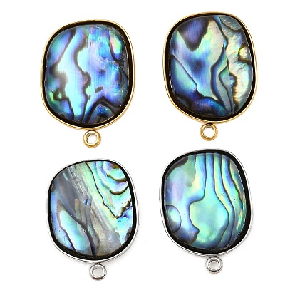 304 фурнитура для сережек-гвоздиков из натуральной ракушки пауа из нержавеющей стали, квадратный, ионное покрытие (ip)