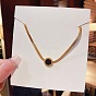 Flat Round Pendant Necklaces, Stainless Steel Herringbone Chain Necklaces