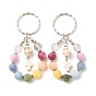 Gemstone Keychain, with Alloy & Dyed Synthetic Turquoise Pendant, Iron & Alloy Spacer Beads & Split Key Rings, Cross & Skull