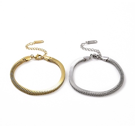 304 Stainless Steel Flat Link Chain Bracelet for Men Women