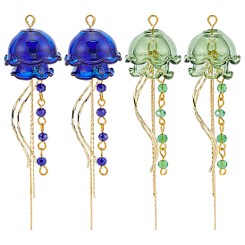4 шт. 2 Цвета латунные и стеклянные подвески, с железной фурнитурой