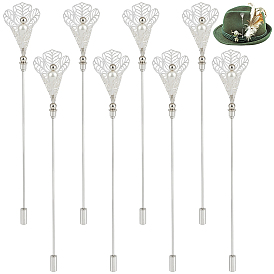 8шт. латунные броши, цветок, с имитацией ракушки из АБС-пластика