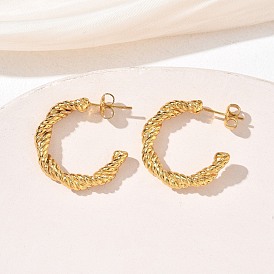 304 серьги-гвоздики из нержавеющей стали для женщин, скручивать веревку, серьги-кольца, ионное покрытие (ip)