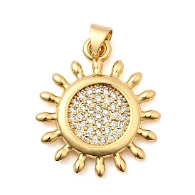 Латунные микропаве прозрачные подвески с фианитом, солнечные чары, без свинца и без кадмия, долговечный, стойки покрытие