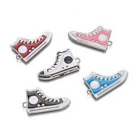 Alloy Enamel Pendants, Lead Free and Cadmium Free, Shoes, Platinum Metal Color, 17x30x2mm, Hole: 1.5mm