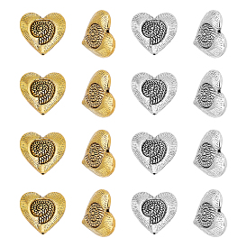 Tibetan Style Alloy Beads, Cadmium Free & Lead Free, 3D Heart with Conch Pattern