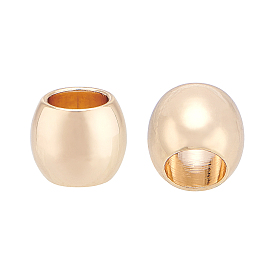 Long-Lasting Plated Brass European Beads, Barrel, Large Hole Beads
