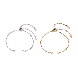 2Pcs 2 Colors 304 Stainless Steel Satellite Chain Bracelet Slider Making