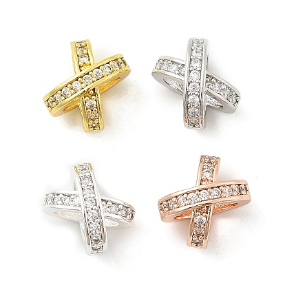 Латунные микро проложить кубического циркония бусы, Письмо X, стойки покрытие, без кадмия и без свинца, долговечный