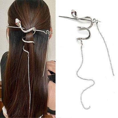 Заколка для волос со стразами из змеиного сплава, палочки для волос с кисточками, Держатель конского хвоста