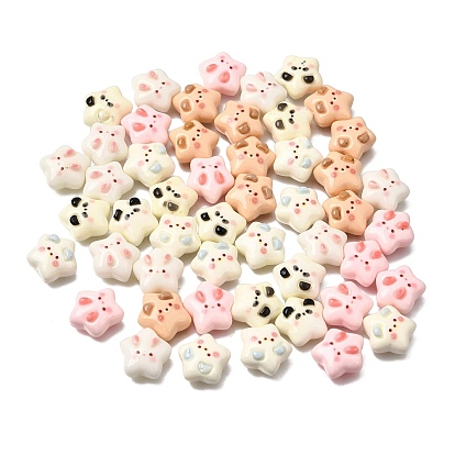Cabujones de resina opaca con forma de animales kawaii, estrella