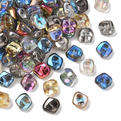 100шт 10 цвета гальванические стеклянные бусины наборы, гальваническое покрытие, квадратный