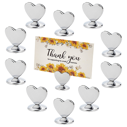 Zinc Alloy Name Card Clip, Message Note Photo Stand Holder, Heart, for Wedding Decoration