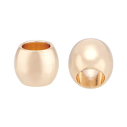 Long-Lasting Plated Brass European Beads, Barrel, Large Hole Beads