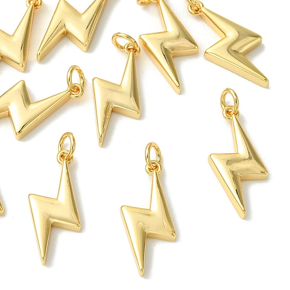 SHEGRACE Brass Pendants, Lightning Bolt Charms, Cadmium Free & Lead Free & Nickel Free