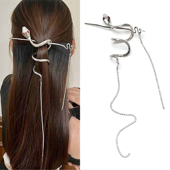 Заколка для волос со стразами из змеиного сплава, палочки для волос с кисточками, Держатель конского хвоста