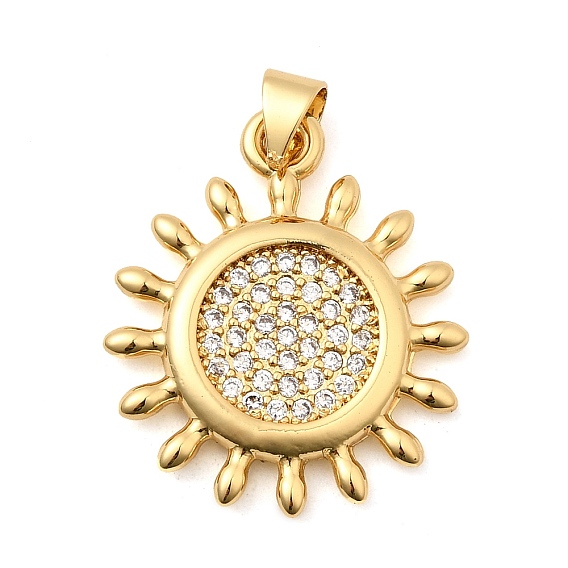 Латунные микропаве прозрачные подвески с фианитом, солнечные чары, без свинца и без кадмия, долговечный, стойки покрытие