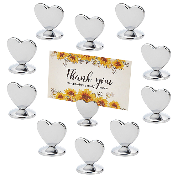 Zinc Alloy Name Card Clip, Message Note Photo Stand Holder, Heart, for Wedding Decoration