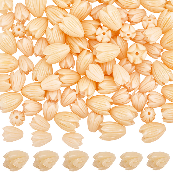 100 шт. 2 стили крашеные синтетические коралловые резные бусины, для изготовления ювелирных изделий DIY, Жасмин