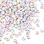 Opaque Acrylic Flat Round Beads, Number Beads, 7x3mm, Hole: 2mm, about 3600pcs/500g