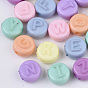 Opaque Acrylic Beads, Horizontal Hole, Mixed Letters, Flat Round