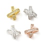 Латунные микро проложить кубического циркония бусы, Письмо X, стойки покрытие, без кадмия и без свинца, долговечный