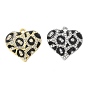 Alloy Enamel Pendants, with Rhinestone, Leopard Heart Charms