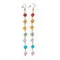 Chakra Jewelry, Imitation Gemstone Style Round Acrylic Beads Dangle Earrings, with Alloy Beads, Brass Earring Hooks and Plastic Ear Nuts, Colorful