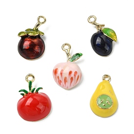 10 шт 5 стили подвески из сплава эмали, фруктовое очарование, золотой свет